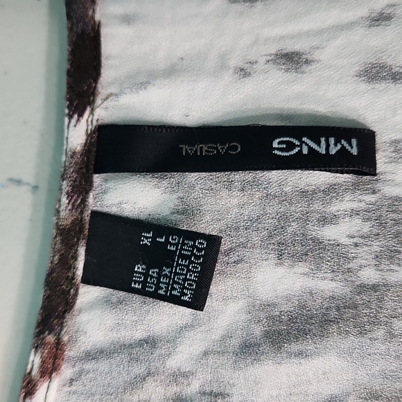 MNG by Mango Splatter Print Dress XLARGE Cream, Olive, Brown Pockets - Picture 6 of 7